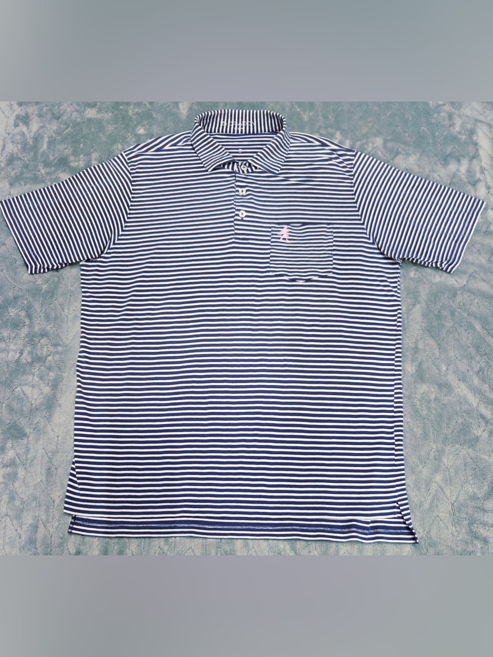 B Draddy Pocket Polo Shirt Short Sleeve Striped Blue/white Men’s Size Small